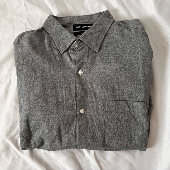 Bonobos Midweight Soft Long Sleeve Button Down Shirt - Men’s Large Long - Gray - Picture 1 of 5